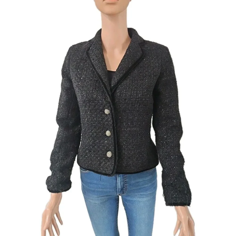 Jones New York Signature Black Single Breasted Blazer Size 4P